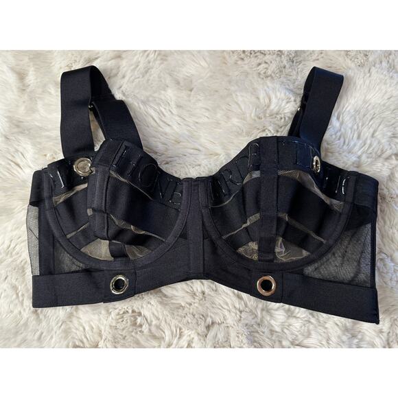 Honey Birdette CAGE🖤 Black Striped Monogram Bra 34D - Picture 2 of 5